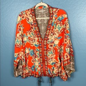 Free People Wildflower Kimono Jacket Orange XS/S